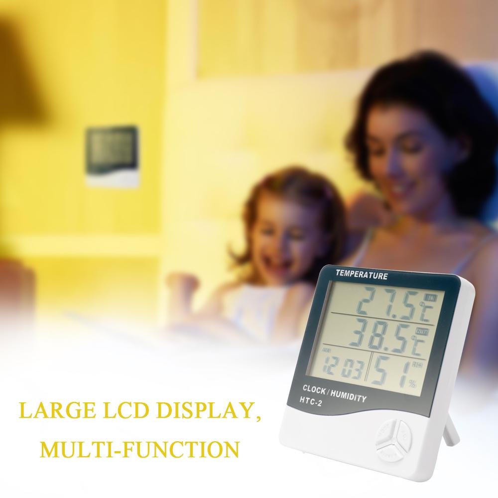 Indoor and Outdoor Large Screen Digital Display Temperature and Humidity Meter Time Calendar Alarm