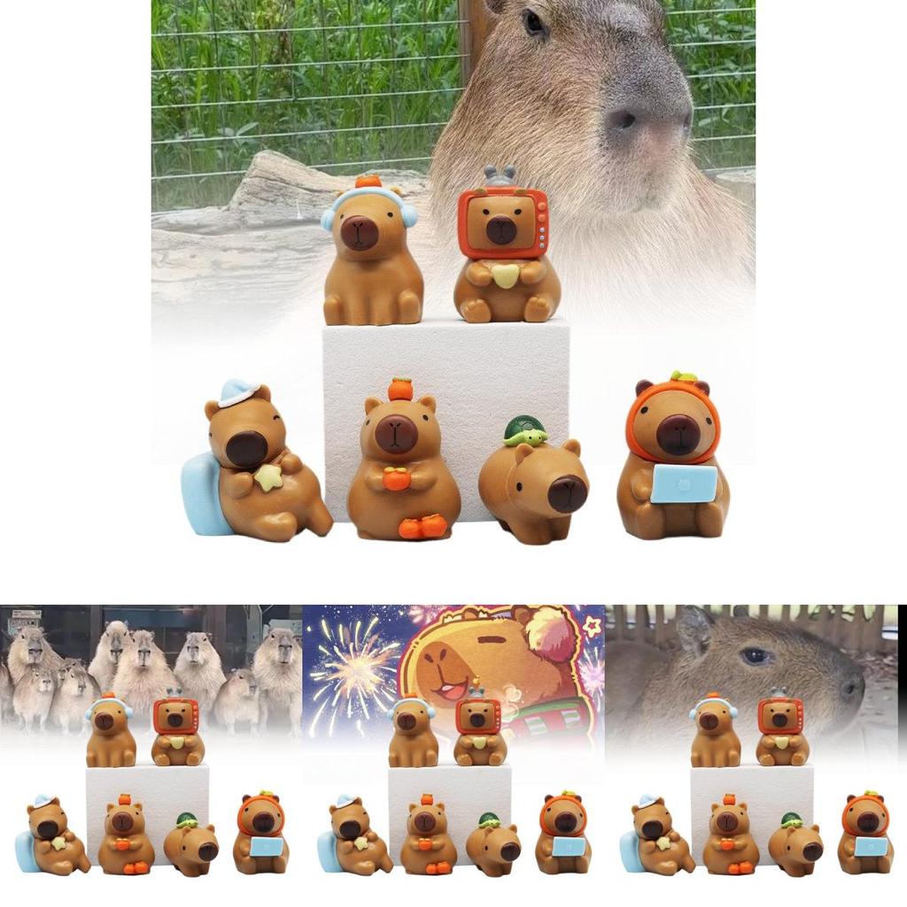 Adorable Capybara Figurine Cute Chubby Water Pig Creative Pvc Collectible Model Set