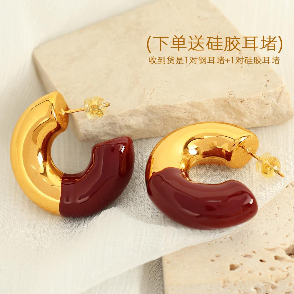 European and American Internet celebrities ins personality ring C type trend simple Epoxy earrings