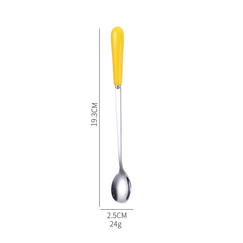 Dessert Espresso Ceramic Handle Stainless Steel Teaspoon Stirrer Coffee Spoons Stirring Tool