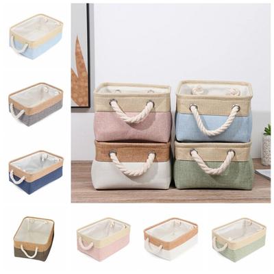 Flax Laundry Hamper Foldable Sundries Sorting Basket Desktop Bucket  for Sorting