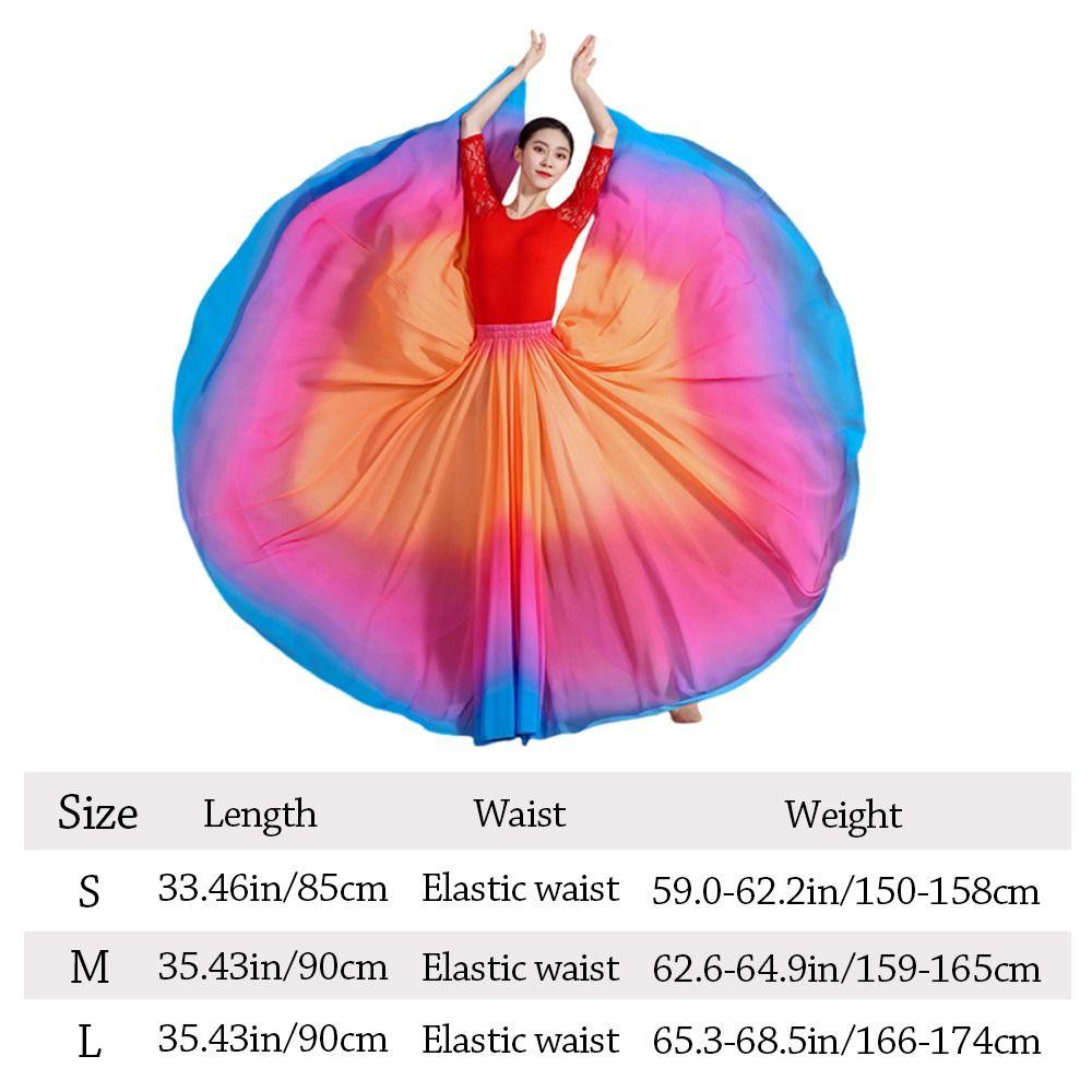720 Degree Dance Training Skirt Gradient Color Retro Flamenco Dance Skirt Ballroom Dance Big Swing Classical Dance Skirt Dance