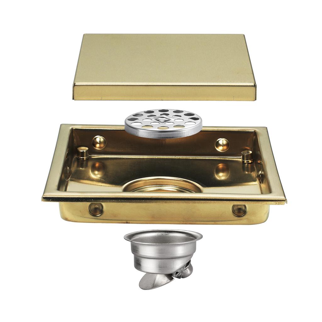 Bathroom Accessories 304 Stainless Steel Brushed Gold Floor Drain Anti-odor Shower Floor Drain
