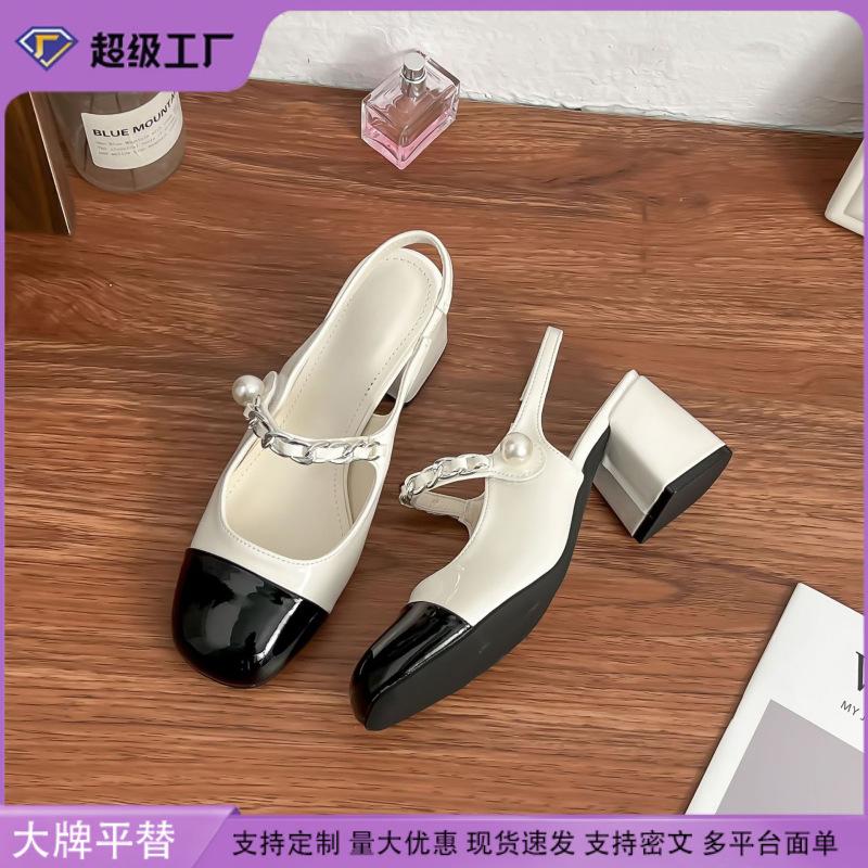 Grape mother 2025 Mary Jane shoes women's small fragrant style color matching single shoes pearl word belt empty single shoes women's fashion