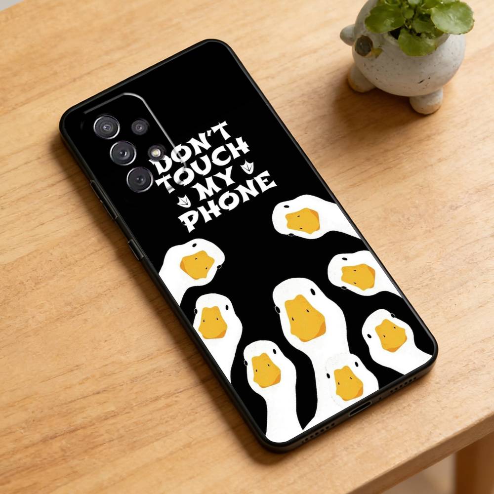 Cartoon Cute Goose Phone Case For Samsung Galaxy A73,21,22,32,71,53,52,51,80,5G Soft Black Cover