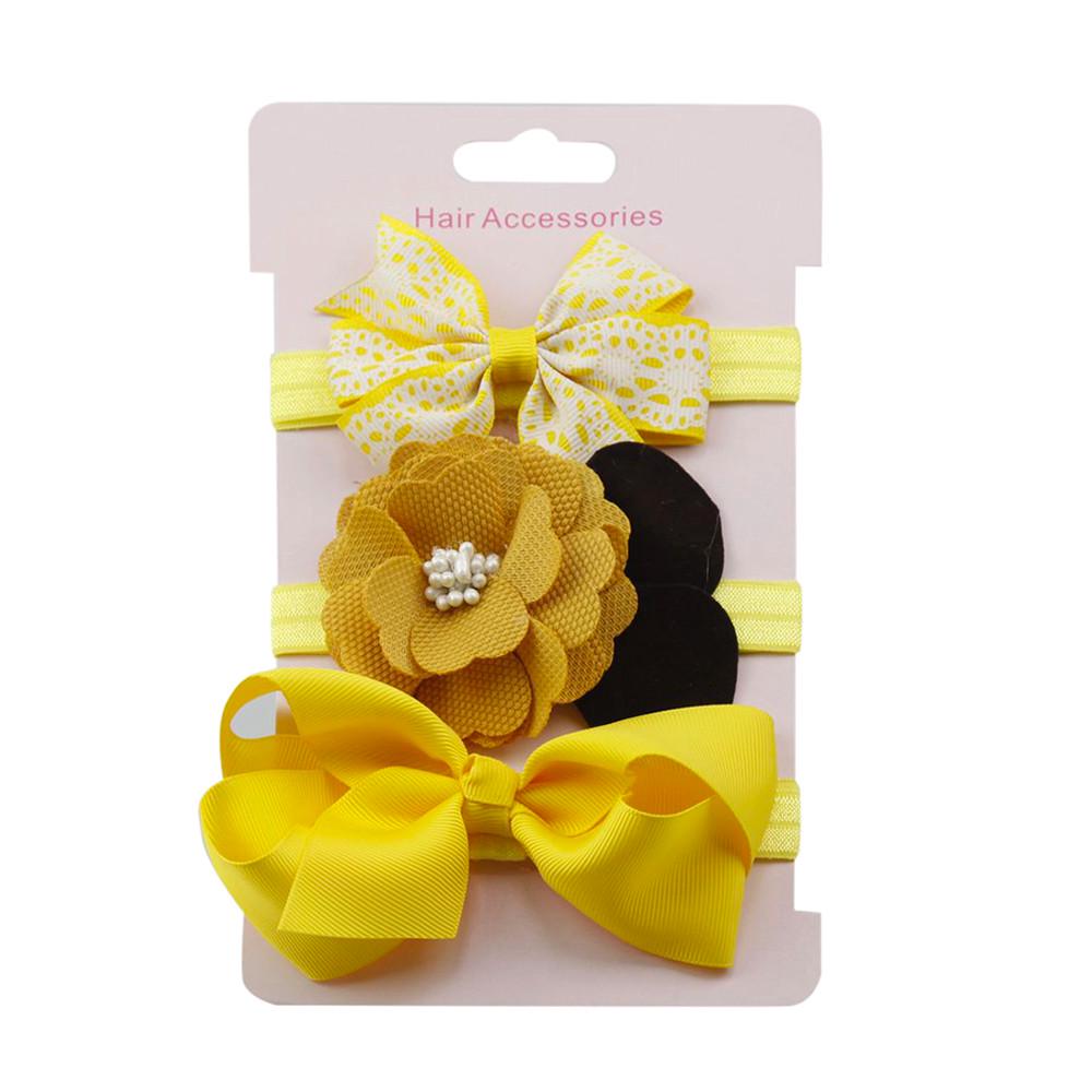 

Дитяча еластична пов язка для волосся з бантом для дівчаток із 3 предметів жовтий