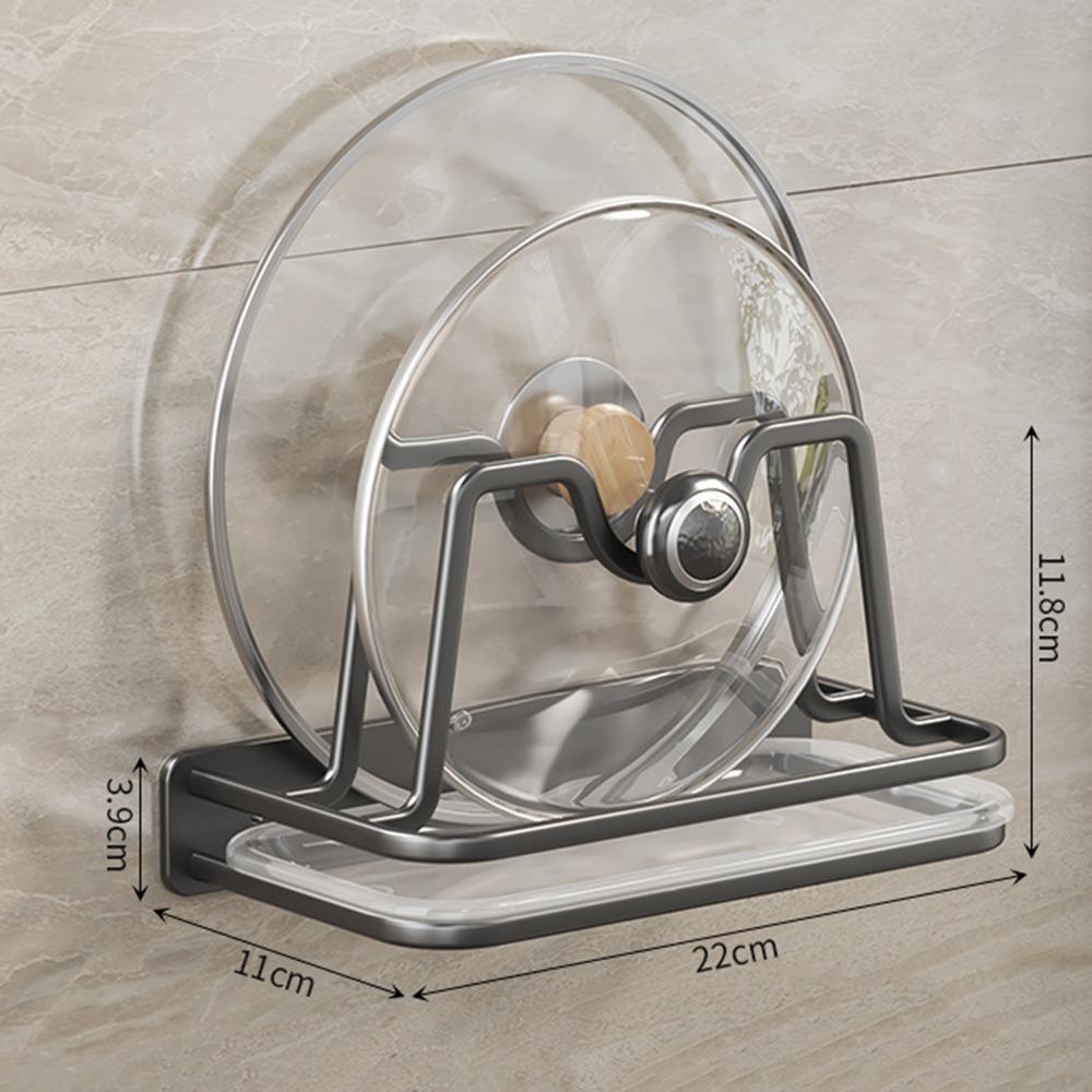 Wandmontierter Topfdeckelhalter mit Ablagefach Stanzfrei Topfdeckel Abtropfgestell Aufbewahrungsregal
