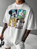 Disney Mickey Cartoon Print Short Sleeve Casual T-Shirt For Men Adult Children's Parent-Child Clothing 100-4XL Men Clothing Tees