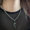 Choker Cahin Y2K Necklace Silver Color Punk Necklace Sweet Cool Heart Teeth Pendant  Women Men