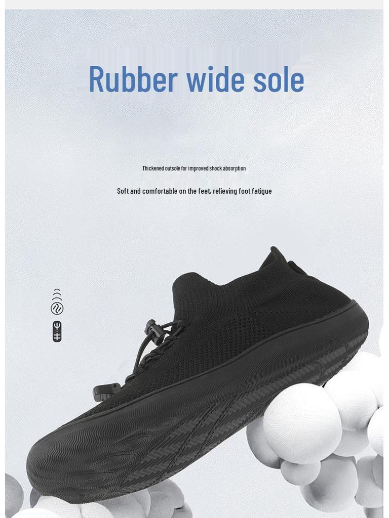 2025 Plus Size Mid-Calf Flyknit Lightweight Wide Toe Non-Slip Men's Sock Shoes for Spring and Autumn