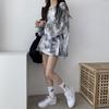 Plus Size Long Sleeve T-shirts Women Harajuku Tie-dye Autumn Loose Tops Teens Streetwear Y2k Sun-proof Clothing