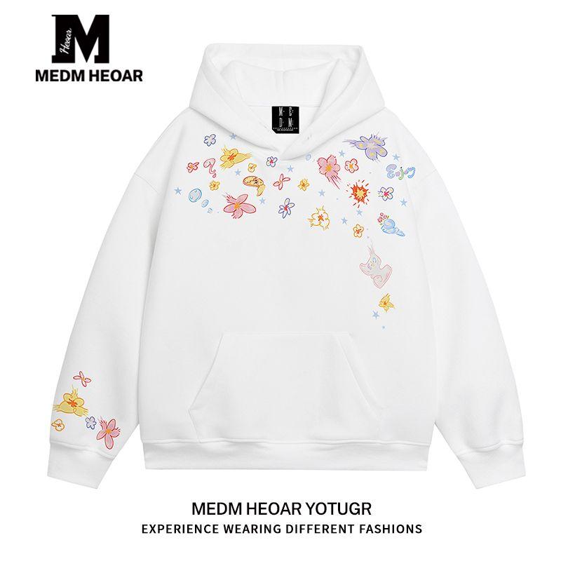 

[Three Labels Complete] Medm Heoar Dream Fantasy Daydreaming Graffiti Print Hoodie White [Regular Style] 2XL