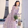 Elegant Purple Suspender Dress & Sun Protection Cardigan Set