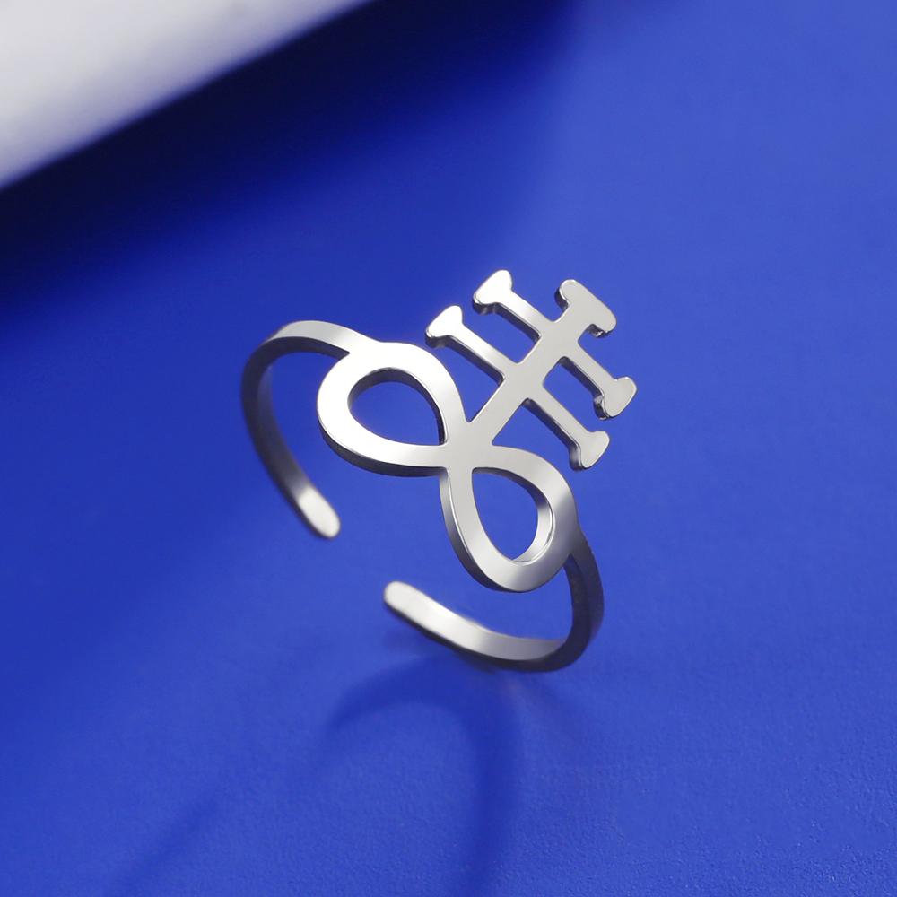 Dawapara Vintage Leviathan Cross Adjustable Ring Stainless Steel Unisex Rings Protection Symbol Gothic Jewelry Anniversary Gift