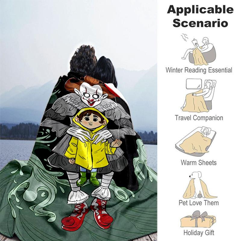1pc Blanket Pennywise the Dancing Clown1 Print Design, Lightweight Blanket for Sofa, Bed- Soft &Warm, Gift for All Seasons Like Christmas, Halloween
