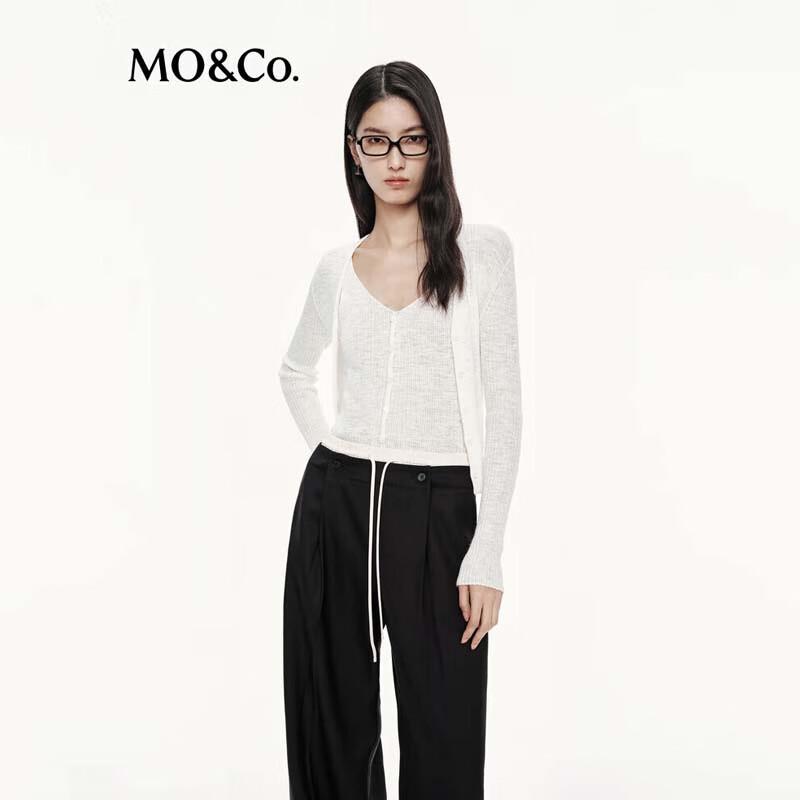 MO&Co. Women's Bamboo Texture Knit Cardigan & Vest Set