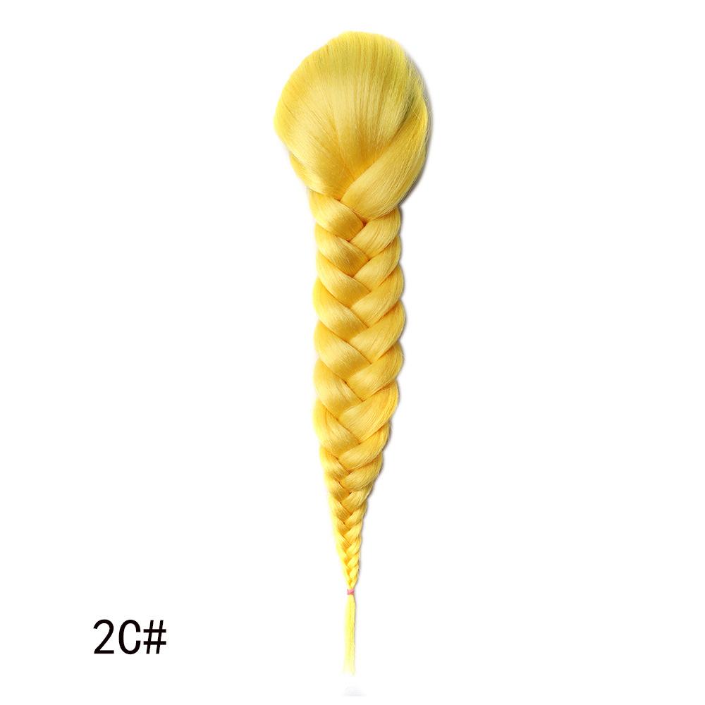 Jeedou Ponytails Hair Braided Plaited Fishtail Fishbone Drawstring Ponytail Extension Rainbow Colorful Chignon Hairpiece