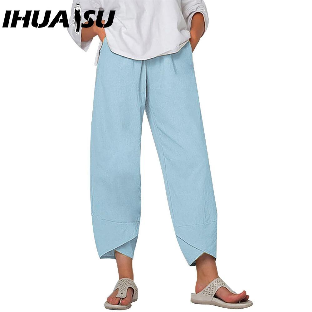 IHUASU Dammode Casual Enfärgat Tryck Hög Midja Byxor & Capris