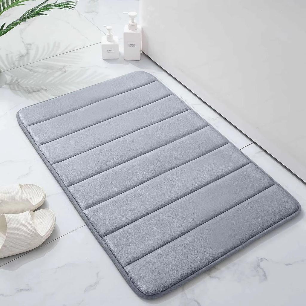 Alfombra de Piso 1PCS Espuma Viscoelástica Raya Color Sólido Alfombra de Piso Baño Antideslizante Absorbente Alfombra Inodoro Alfombra para Puerta