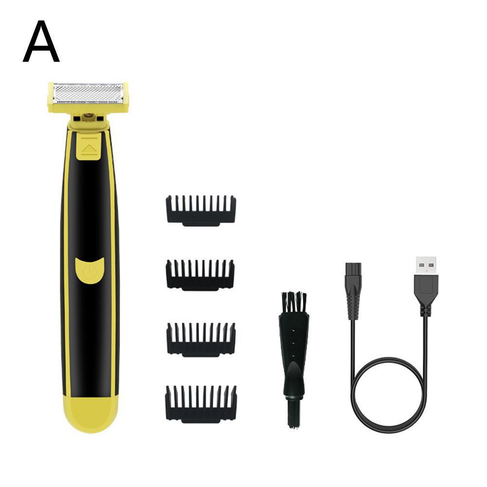 

Мужская моющаяся электробритва для всего тела - для влажного/сухого бритья, с зарядкой от USB чёрный/жёлтый