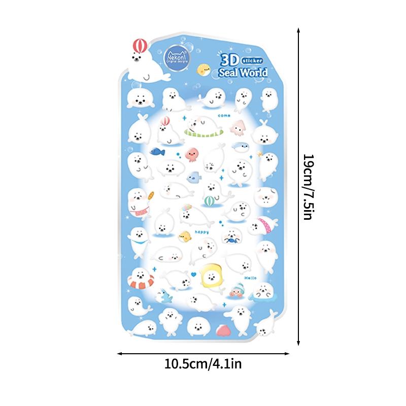 Nekoni 3D Cute Stickers Cartoon Animal Puff Sticker Diy Stickers For Scrapbooks Planner Journals Laptops Phone Case Decoration