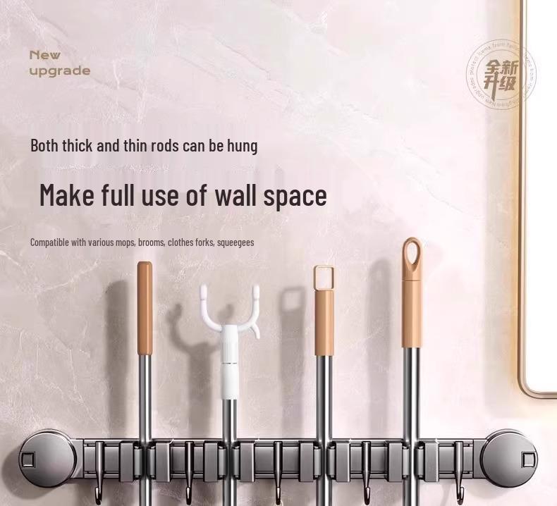 Bohrfreier Saugknopf Mop & Besen Wandclip