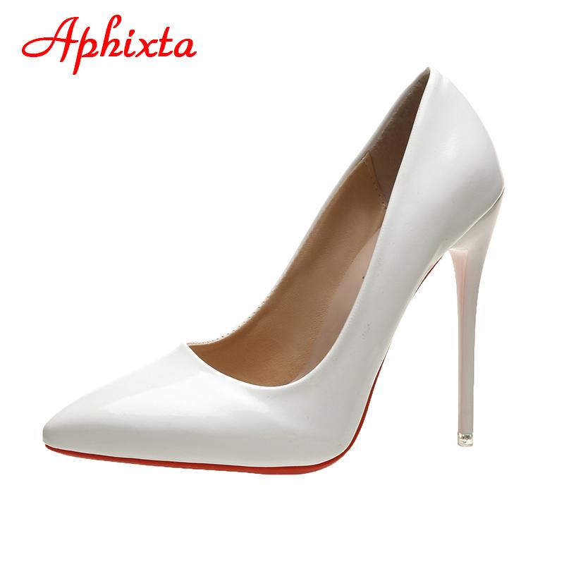 Fashion Aphixta 2025 Spring Super High 12cm Stiletto Heels Pumps Women Shoes Pointed Toe Florescence Patent Leather Office Thin Heel