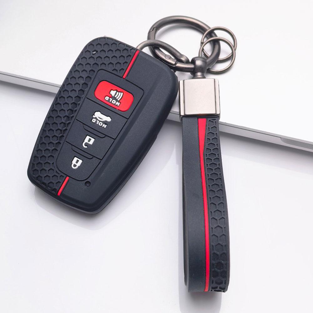 Силиконовый чехол для брелока с соответствующим брелком, совместимый с Toyota Camry RAV4 Highlander Corolla Avalon C-HR, подходит для Toyota Camry RAV4 Corolla Prius чёрный