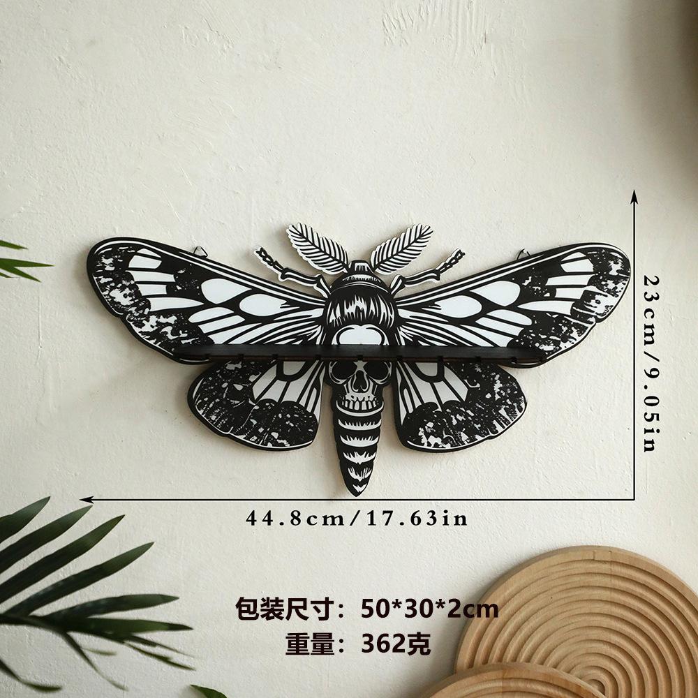 Wooden Craft Butterfly Hollow Crystal Storage Shelf Simple Home Wall Ornament Decoration