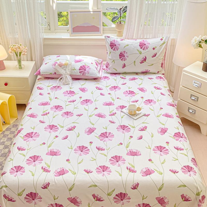 100% Cotton Bed Sheets Flower Printed Fitted Bed Sheet On Elastic Single/Queen/King Pure Cotton Bedsheets Sabanas Matrimoniales