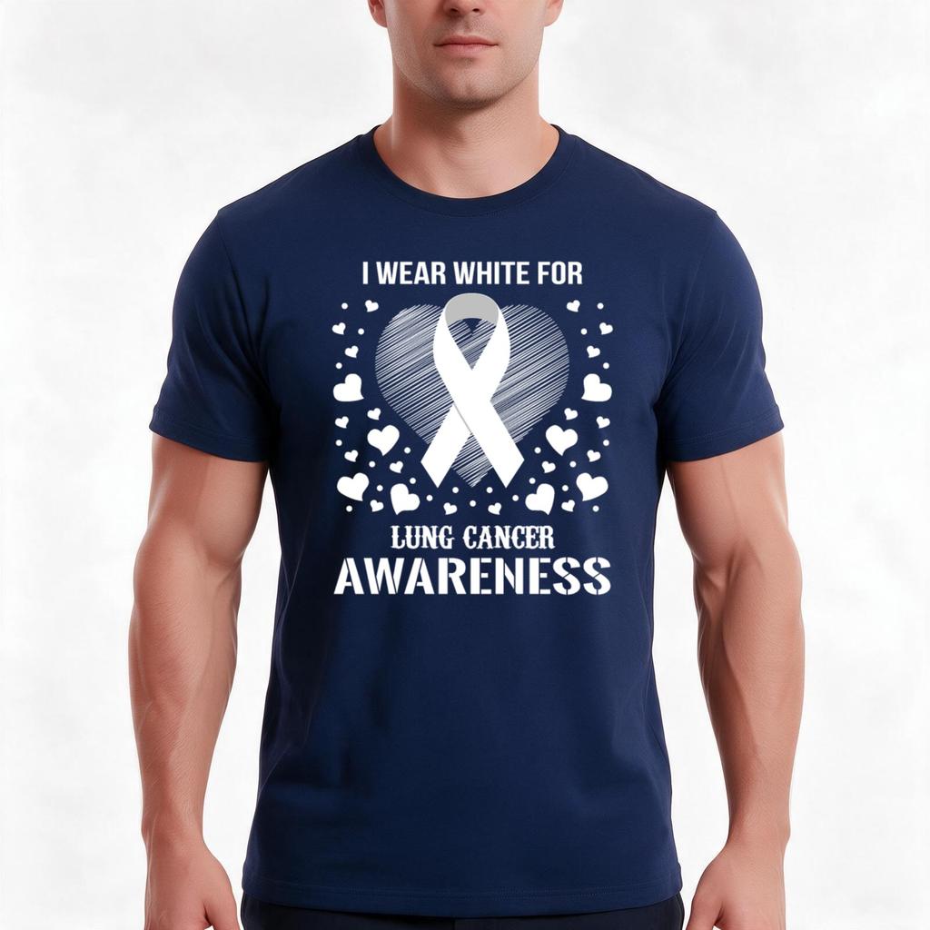 I Wear White For Lung Cancer Awareness TShirt Summer Casual Cotton Tee Oversized Streetwear Tops Vintage Graphic Print
