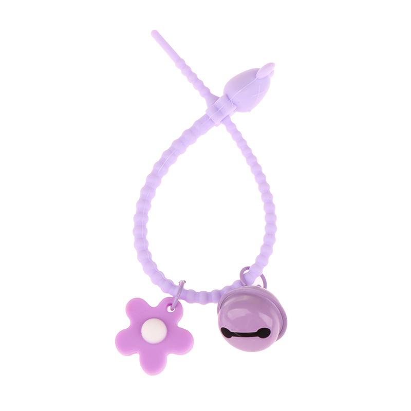 1Pc Sweet Candy Color Bear Head Bell Keychain Silicone Floral Keyring For Girls Bag Pendant Car Key Ring Backpack Decoration
