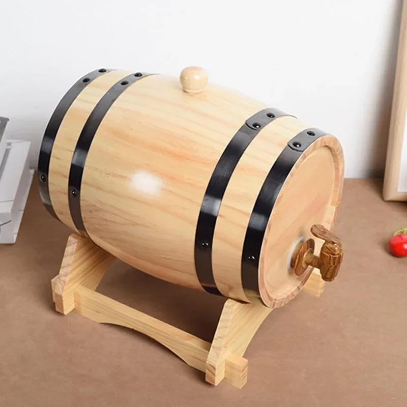 1,5 l/3 l Drewniana beczka Retro Beczka po whisky Wiadro na czerwone wino Pojemnik do przechowywania o dużej pojemności z kranem Akcesoria do wyrobu wina