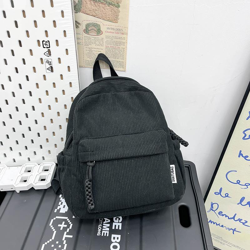Schoolbag Corduroy Small Backpack Women's Fashion Spring New Japanese ins Simple Versatile Travel Shopping Soft Girl Backpack