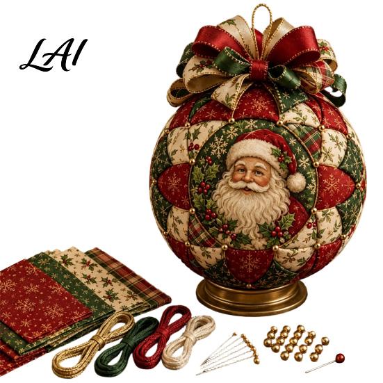 Einfaches Nähprojekt Gesteppter Stoff Weihnachtsbaumschmuck Kugel DIY-Kit Patchwork Bastelmaterial-Set Bastelbedarf für Erwachsene für Anfänger Handgefertigtes Weihnachten