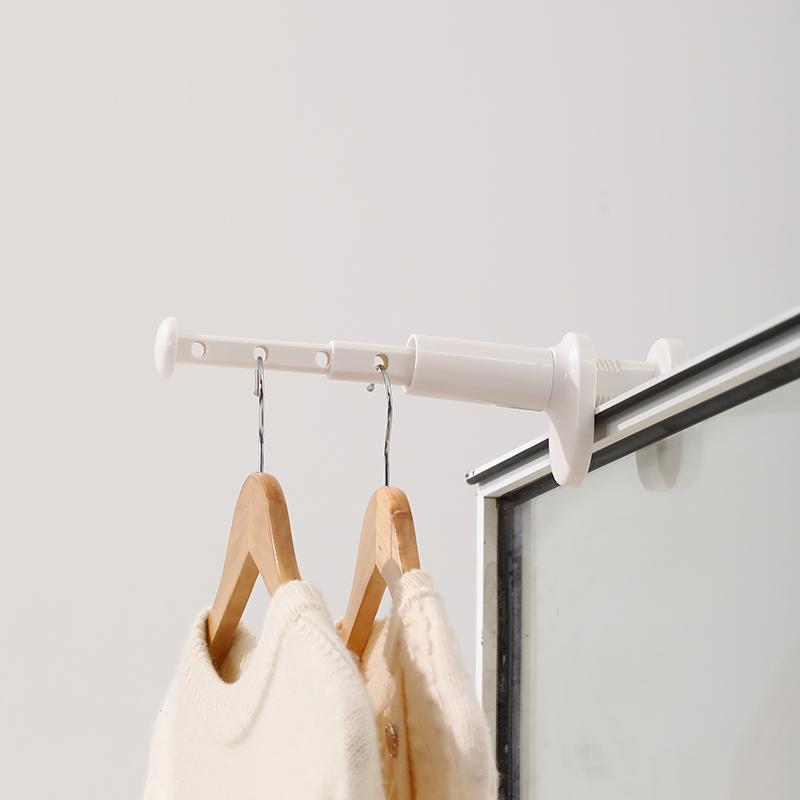 Portable Telescopic Folding Clothes Drying Rack Punch-Free Travel Hanging Rail for Hotel Rooms Business Trips Hooks Rails