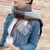 Women Winter Warm Scarf Trendy Sweet Plaid Tassel Imitation Cashmere Neck Warmer For Birthday Gifts