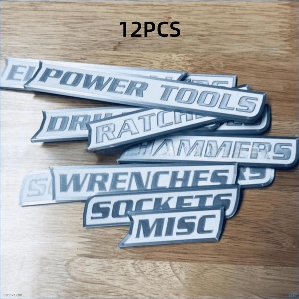 Portable 3D-Printed Tool Box Labels  For Steel Toolboxes Carts Drawers and Cabinets