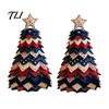 Seasonal Home Decor Projects DIY Quilted Fabric Christmas Tree Craft Kit, Vintage Patchwork Handmade Ornament Set Xmas Sewing Set, Tabletop
