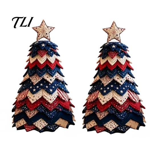 Seasonal Home Decor Projects DIY Quilted Fabric Christmas Tree Craft Kit, Vintage Patchwork Handmade Ornament Set Xmas Sewing Set, Tabletop