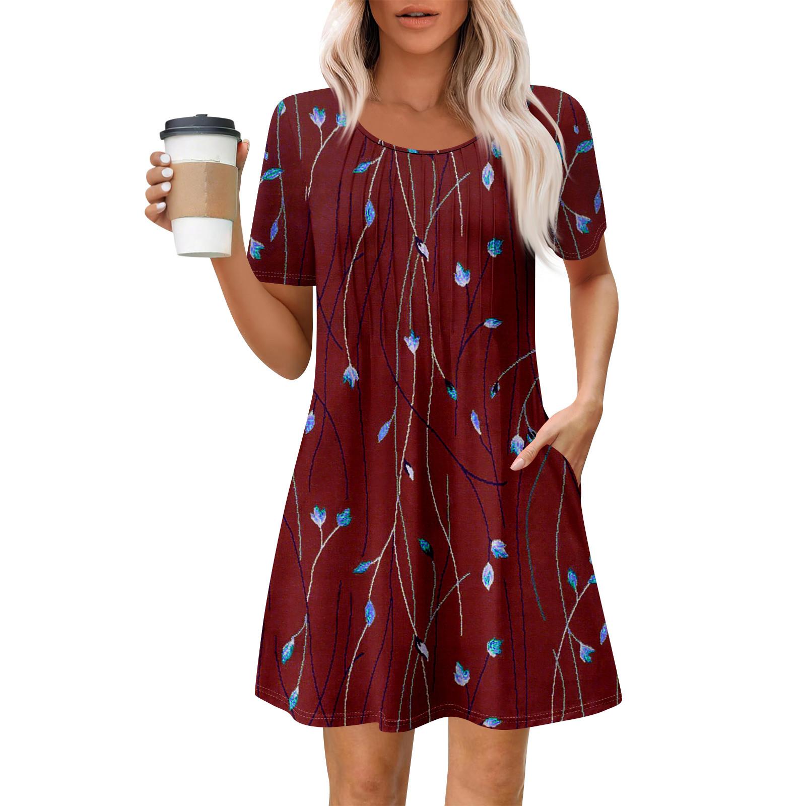 

Женское летнее платье свободного покроя для пляжного отдыха, сарафан с коротким рукавом и круглым вырезом, с карманом, с коротким рукавом, платье-рубашка XL