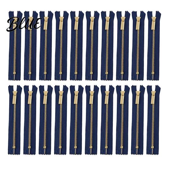 Metal Zipper Set 20Pcs Teeth Non Separating Zipper, Heavy Duty Closed-End DIY Sewing Replacement, Short Tape for Purses Handbags Pockets Wear