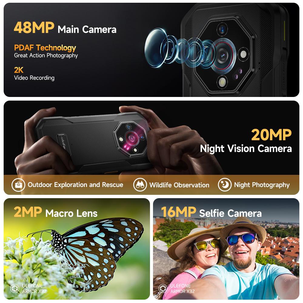 Ulefone Armor X32 4G Sağlam Telefon Android 14 Su Geçirmez Akıllı Telefon 12GB RAM 128GB ROM Cep Telefonu NFC