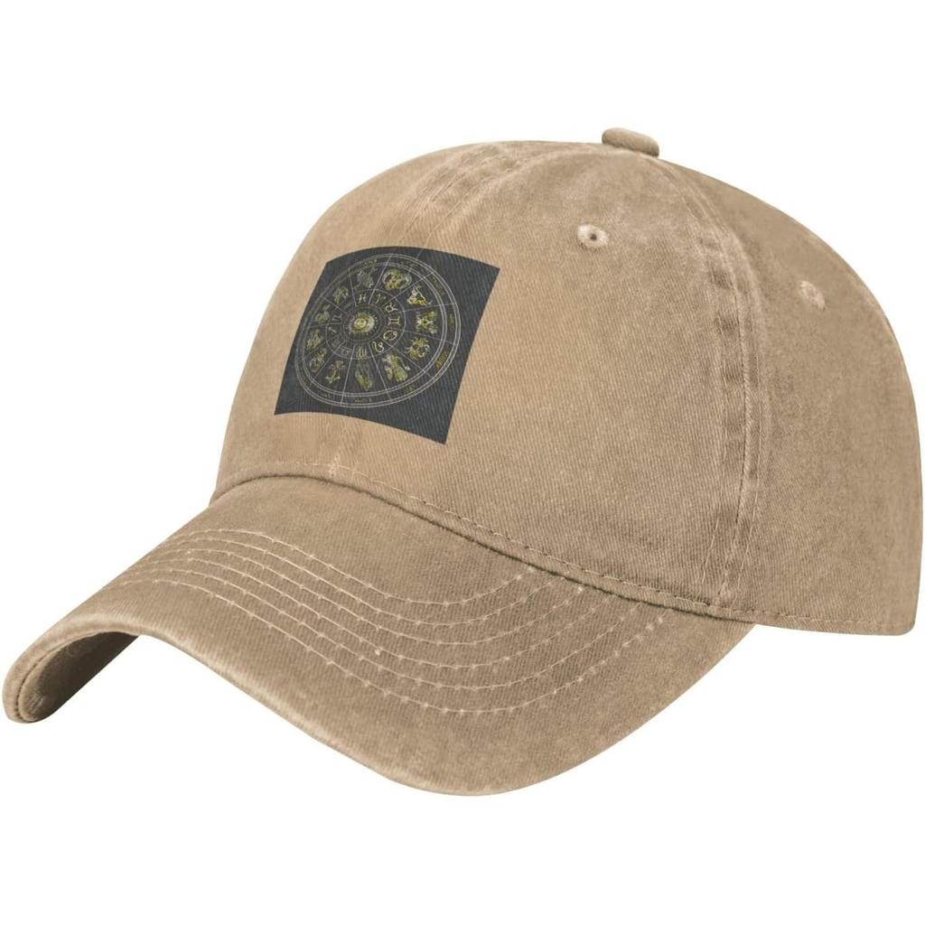 Zodiac Symbol Baseball Cap Washed Cotton Adjustable Low Profile Sun Hat Unisex Casual