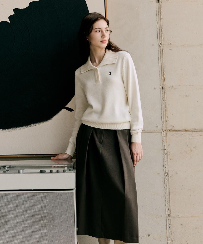 USPOLOASSN Plain Half-Zip Knit_Ivory