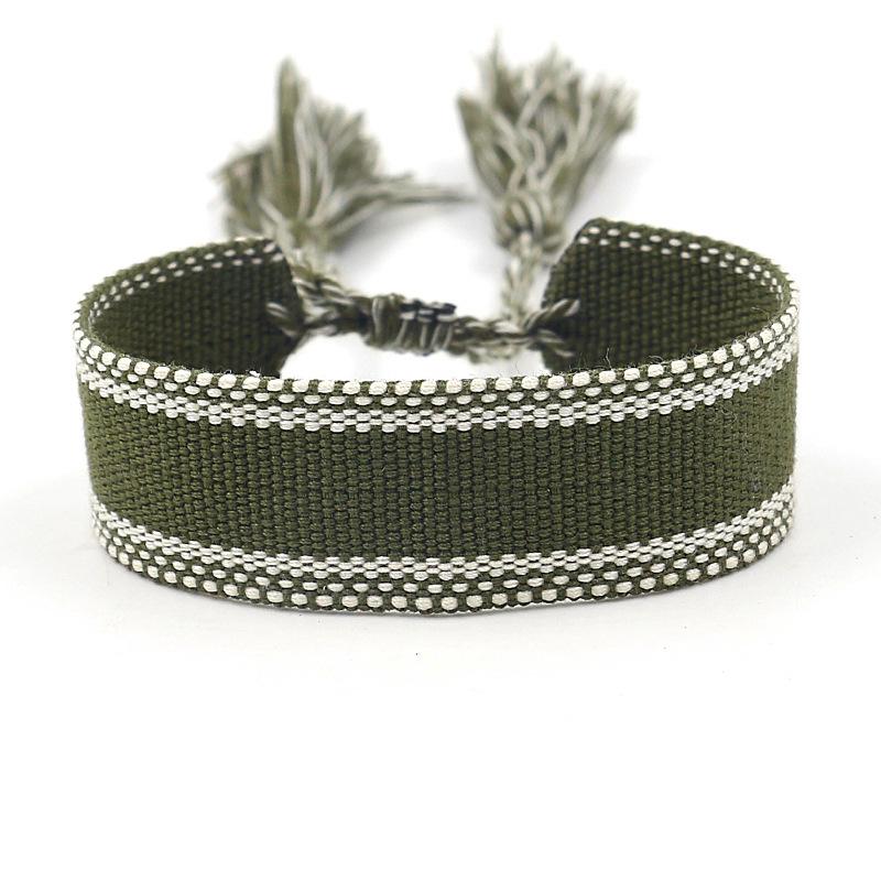 Ethnic Style Woven Bracelet with Embroidered Tassels - D Family DIY Promotion Wristband