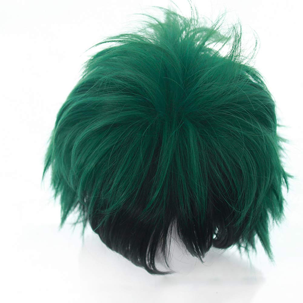 LVMEY Anime Cosplay Character Costume Accessory for Comiket Cultural and School Festivals Wig, Green/Black Short, Heat-Resistant Wig, Events,