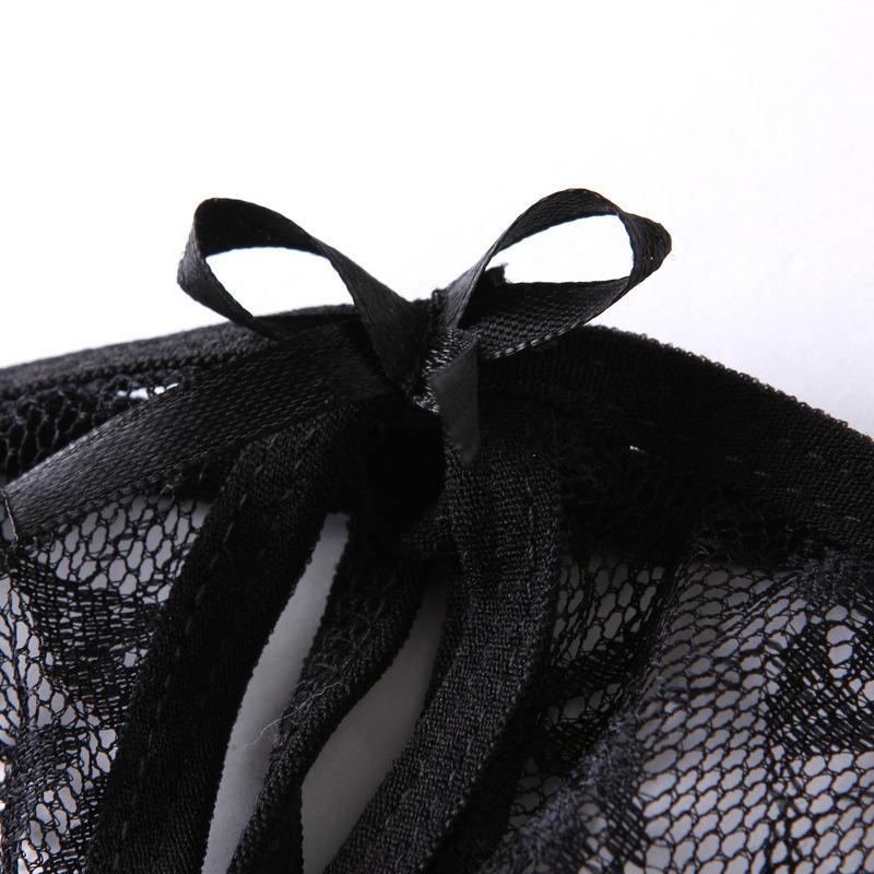 Sexy underwear three-point panties thong women's panties open crotch free sexy tulle lace