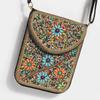 Bohemian Style Pu Flower Embellished Shoulder Bag With Magnet Closure For Daily Use
