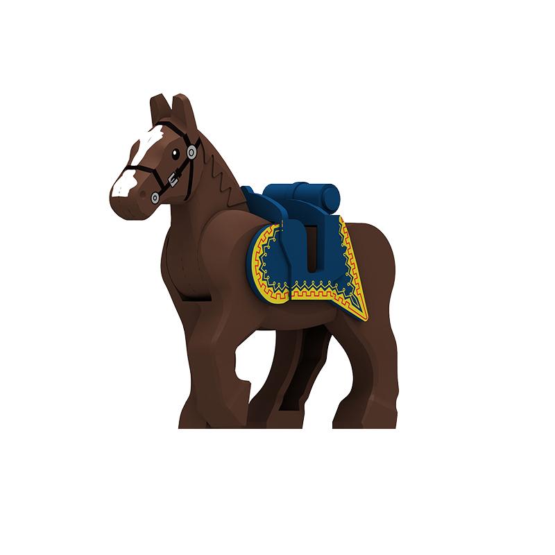 MOC Building Blocks Military Napoleon Cavalry Gothic Warhorse Animal Wolf Seat Widened Saddle Rope Accessories Brick Toy Gifts